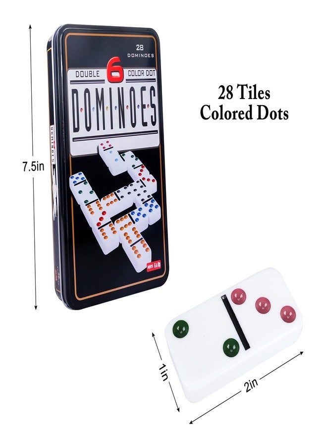 Offelec Double Six Dominoes Set | 28 Domino Tiles Double 6 Dominos with Storage Tin | Classic Family Game for Kids & Adults | Ideal for Travel, Game Nights & Educational Fun | 2-4 Players - Image 2